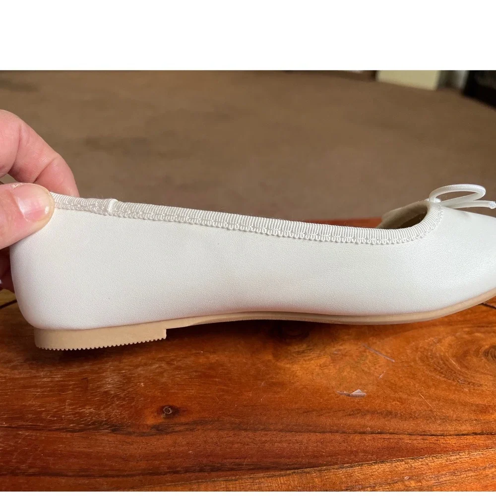 Cat & Jack Diana Kids White Ballet Flats Memory Foam Bow Shoes Size 13 NEW